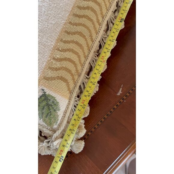 Decorative Needle point Feather Accent Pillow With Yellow Rose Design & Tassel T - Picture 6 of 10